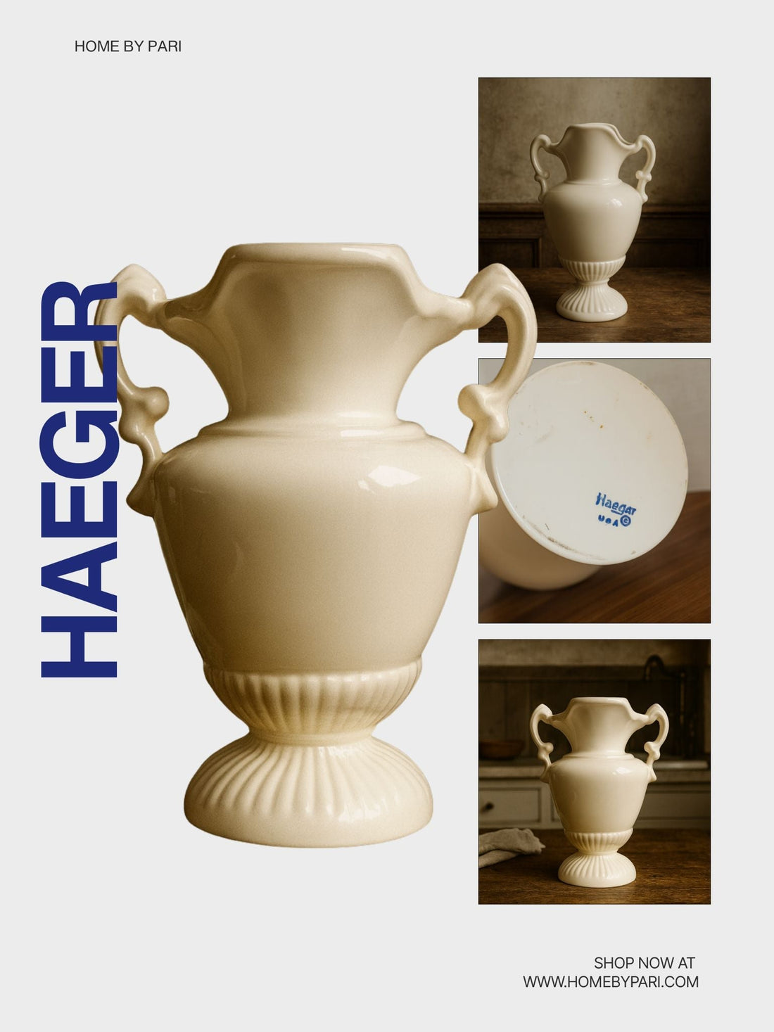 A Royal Haeger Ivory Glazed Urn Vase
