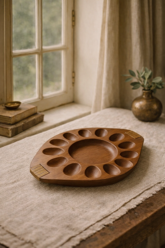 Vintage wooden deviled egg tray