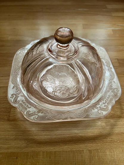 Vintage Pink Depression Glass Set – Princess Pattern by Hocking Glass | 1930s Tea & Butter Dish Collection