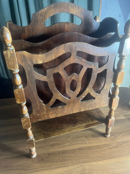 Vintage Wooden Magazine Rack