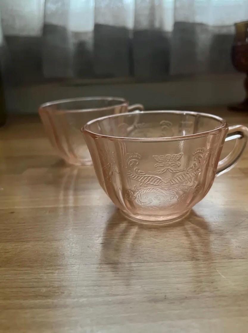 Vintage Pink Depression Glass Set – Princess Pattern by Hocking Glass | 1930s Tea & Butter Dish Collection
