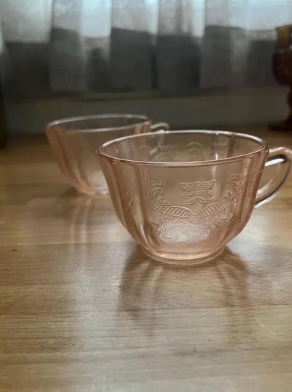 Vintage Pink Depression Glass Set – Princess Pattern by Hocking Glass | 1930s Tea & Butter Dish Collection
