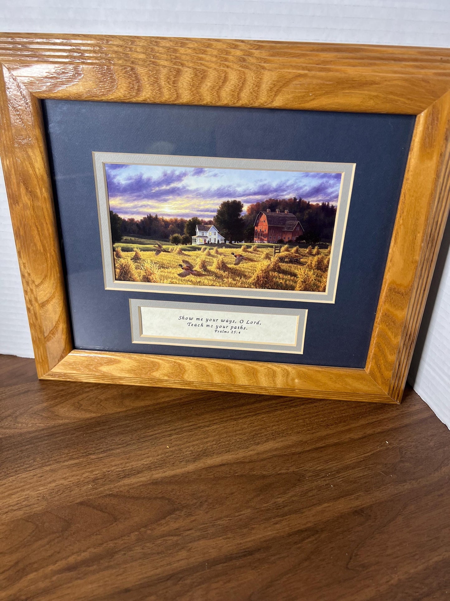 Framed Country Farmhouse Art with Bible Verse