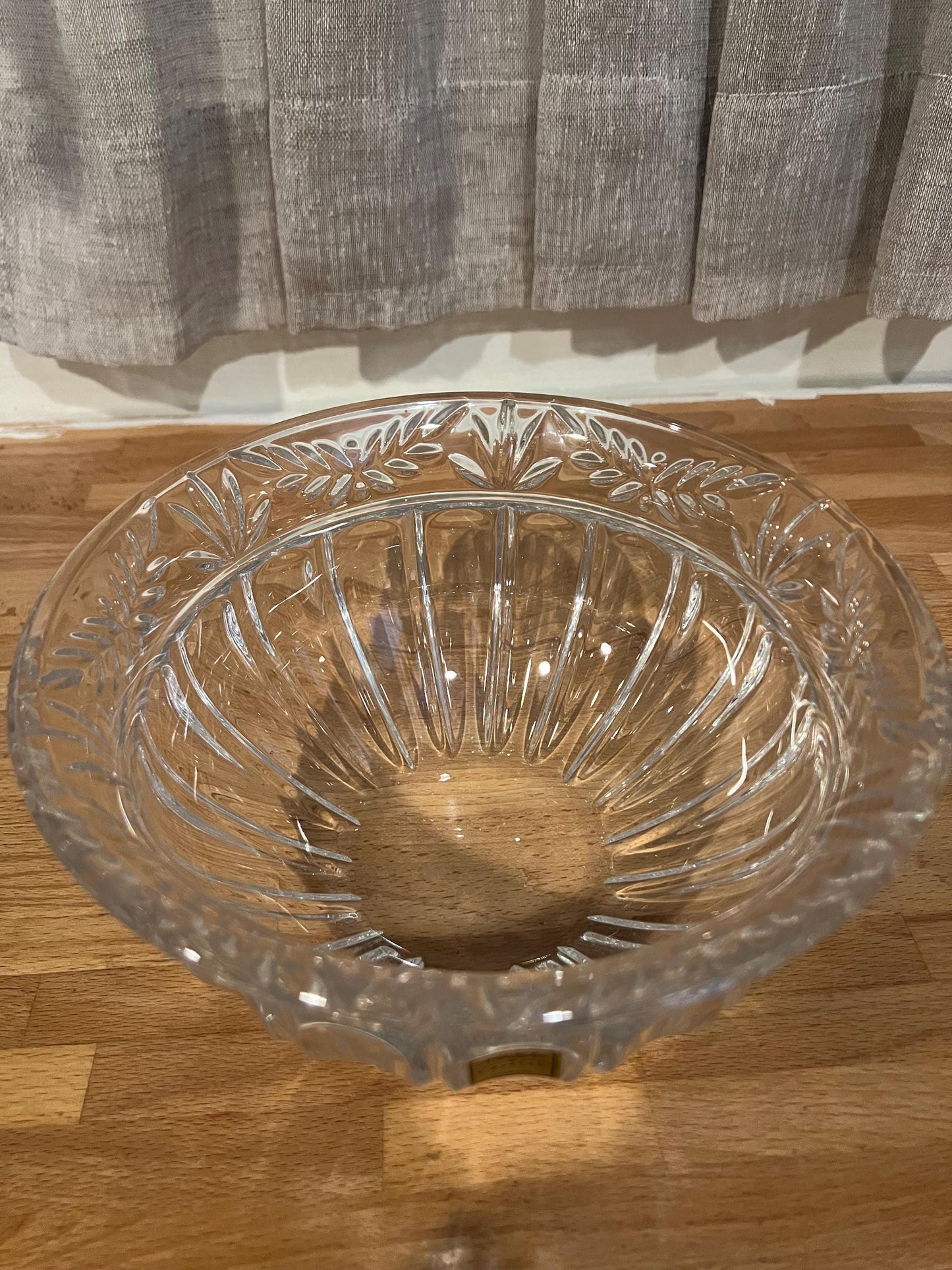 Noritake Crystal Bowl – Made in Germany | Vintage Pressed Cut Glass Centerpiece, Leaf & Ribbed Pattern