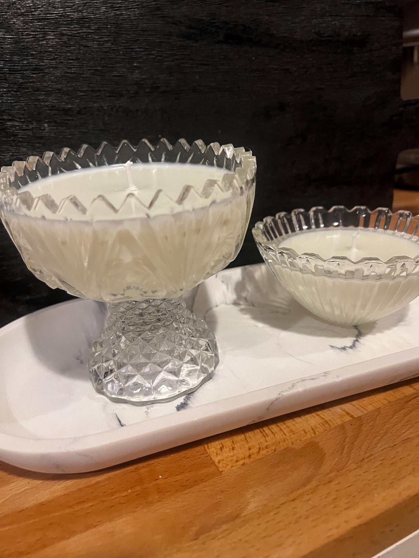 Handpoured scented candle vintage glass