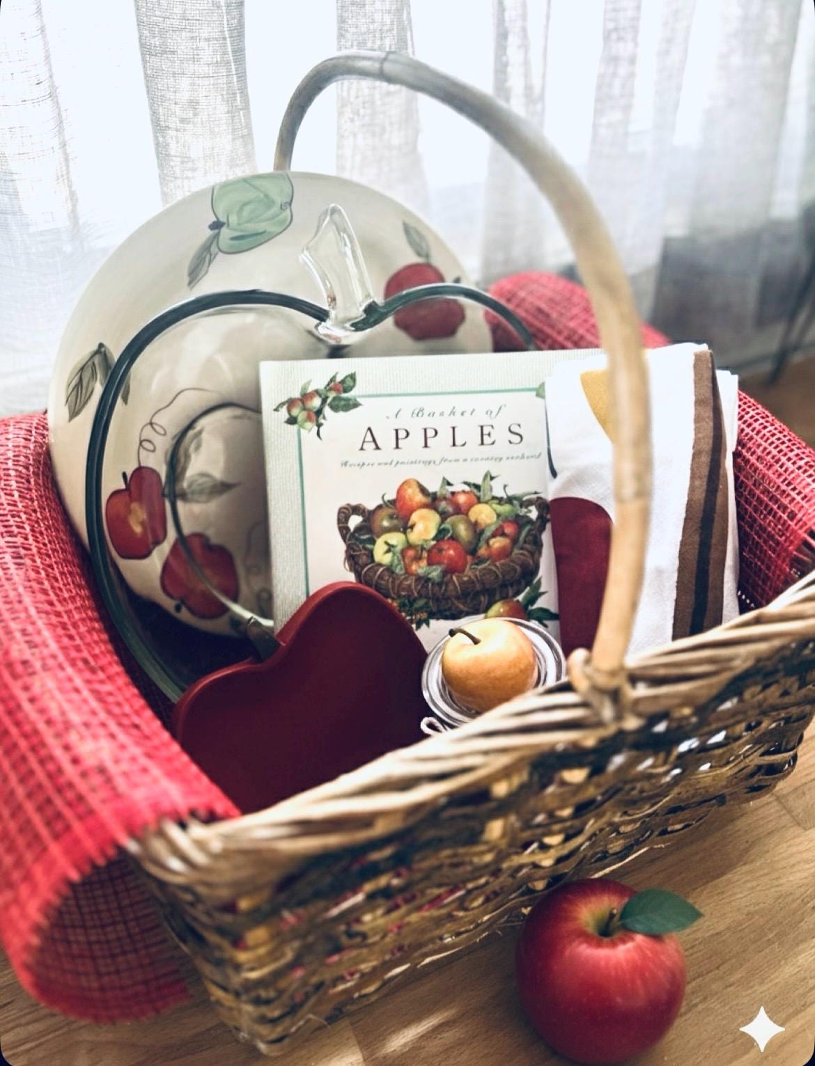 Vintage Apple Orchard Kitchen Gift Set, Cookbook, Plate, Bowl & Basket