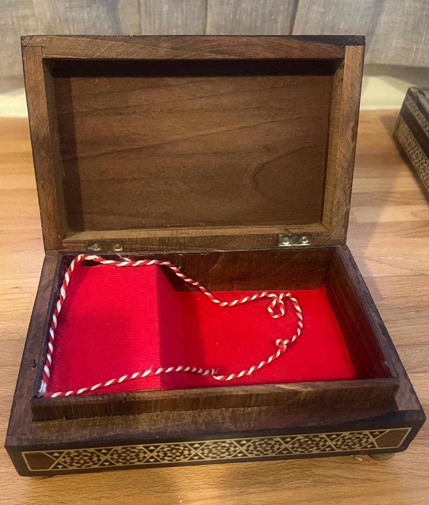 Vintage Syrian Marquetry-Mosaic Inlaid Wooden music Box.