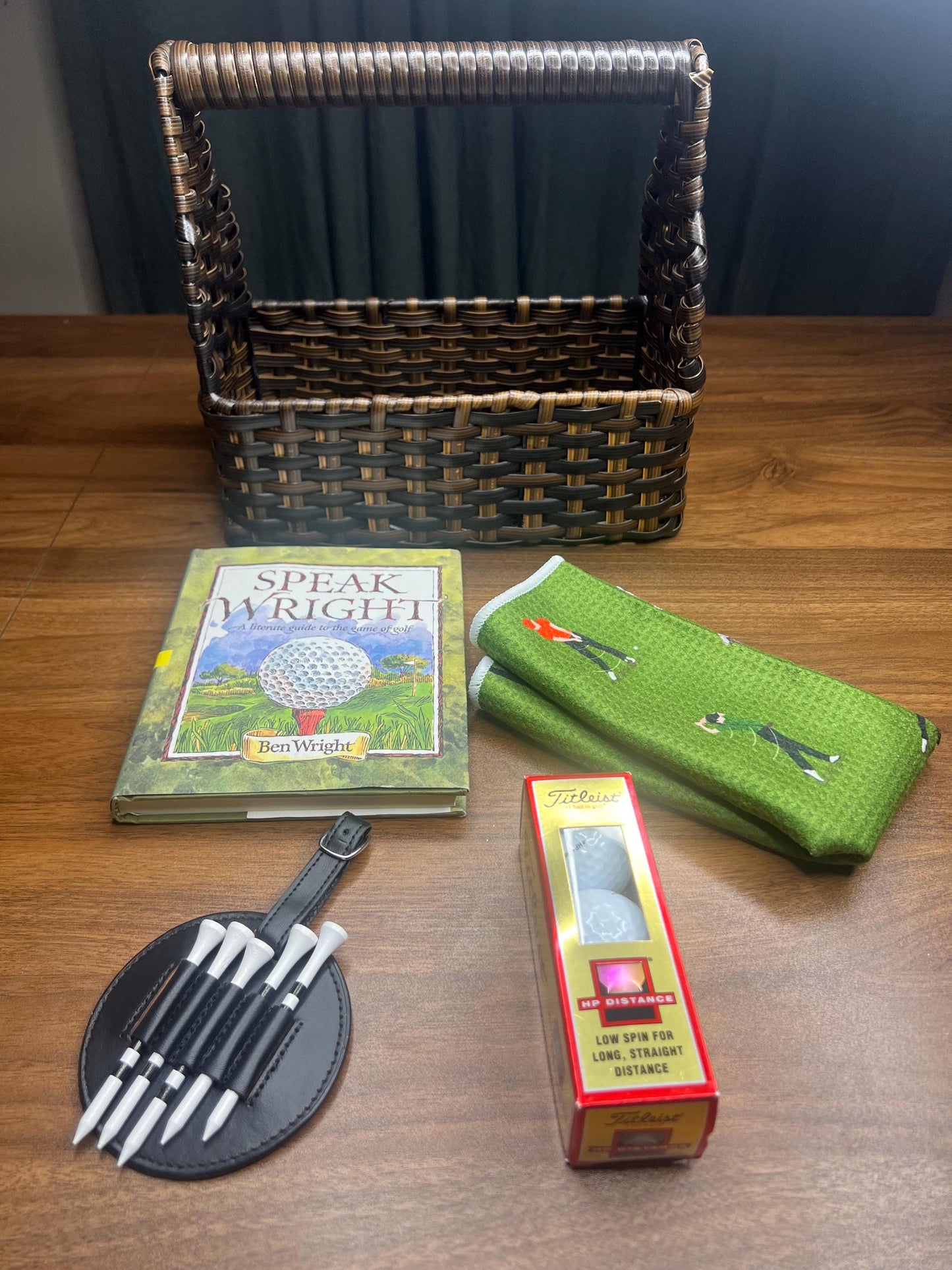 Curated Golfer Gift Set – Golf Book, Towel, Tees, Holder & Ball | Men’s Golf Gift Basket