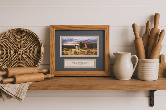 Framed Country Farmhouse Art with Bible Verse