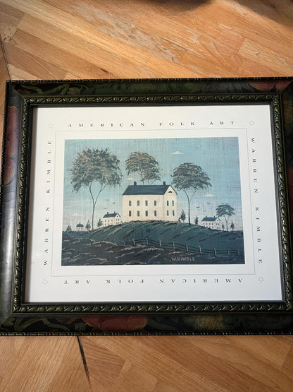 Warren Kimble “American Folk Art” Framed Print – Vintage Country House Wall Art