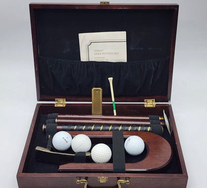Vintage Wooden Golf Putter Set in Original Case