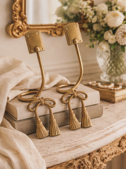 Vintage Solid Brass Curtain Tiebacks