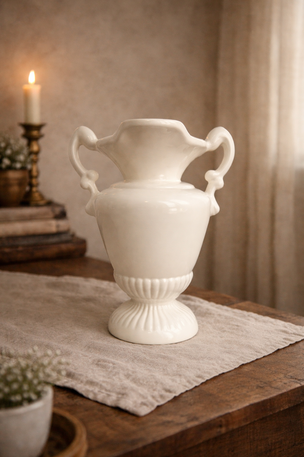 Large Royal Haeger Ivory Glazed Urn Vase