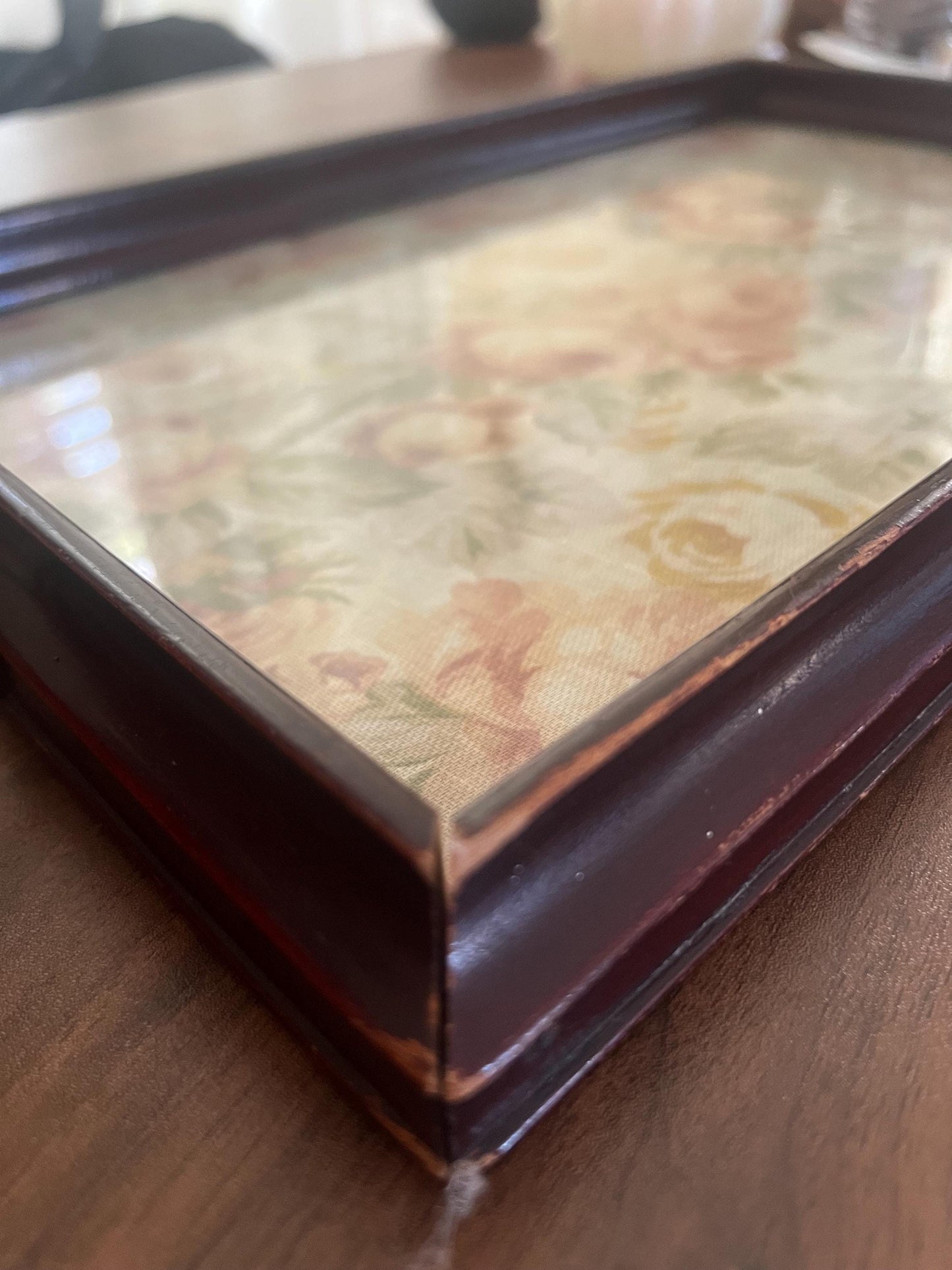 Vintage Floral Glass Tray
