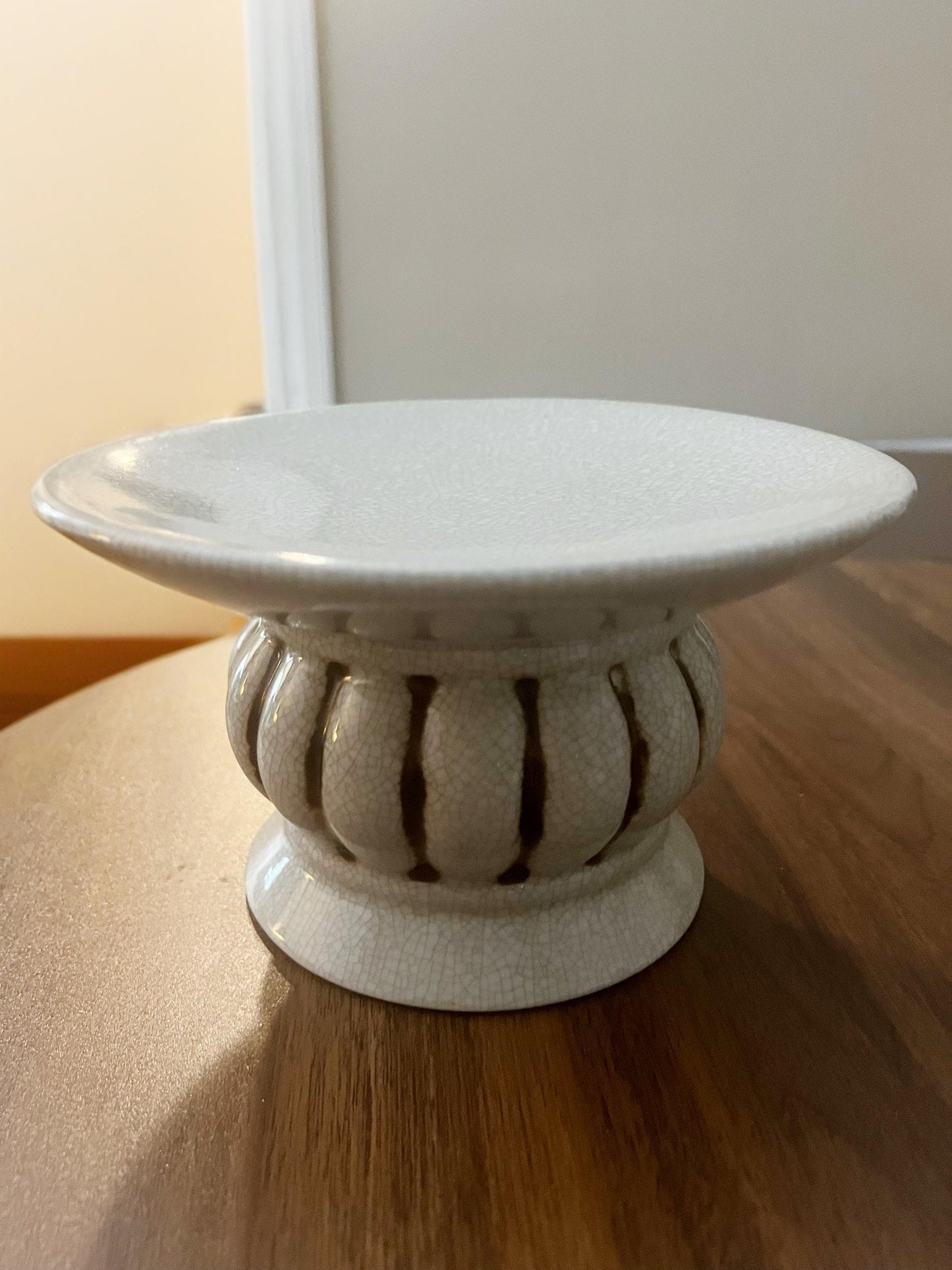 Vintage Crackle Glaze Ceramic Pedestal Riser