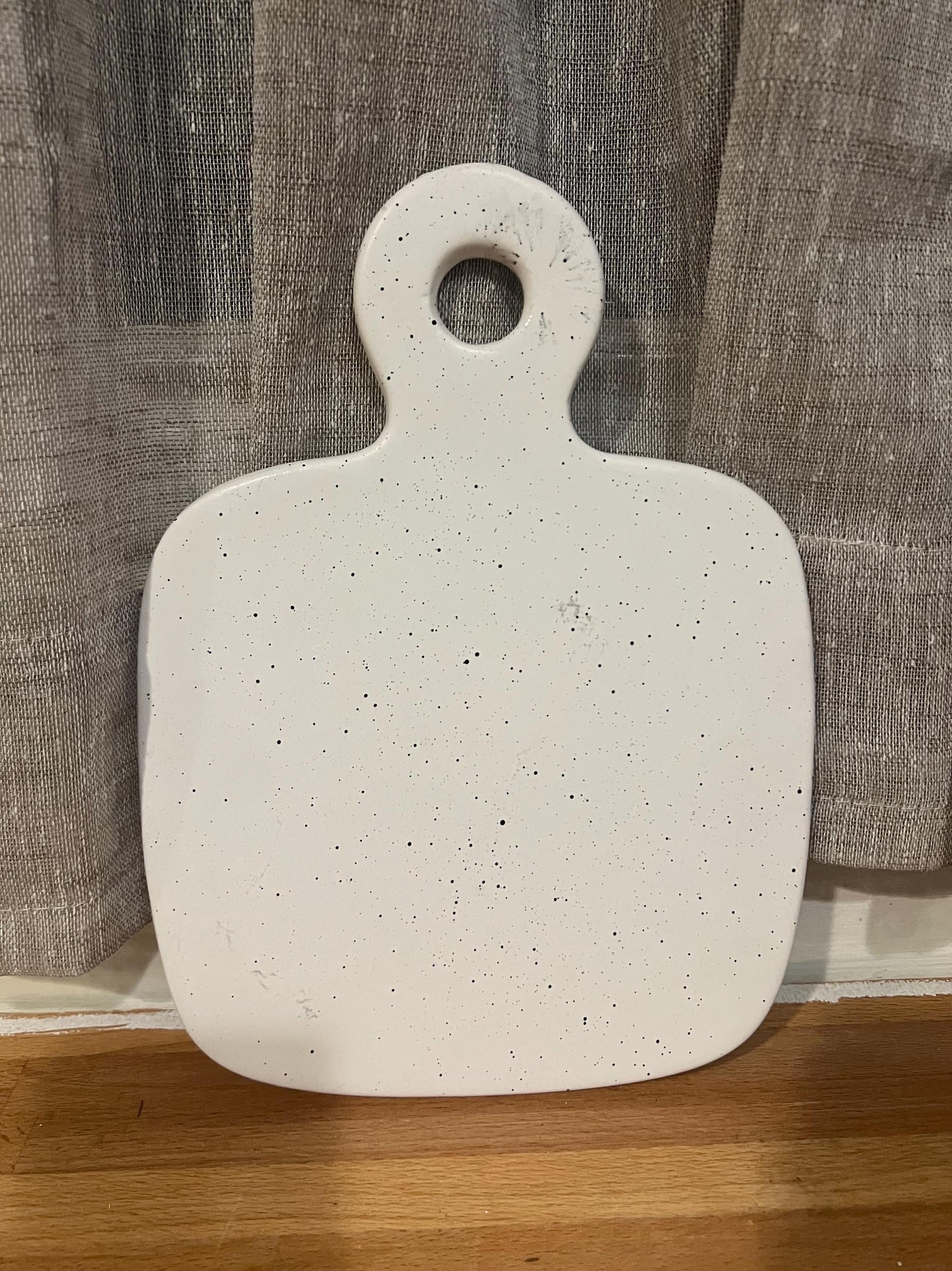 Speckled White Ceramic Serving Board – Modern Minimalist Charcuterie Tray / Kitchen Decor Paddle