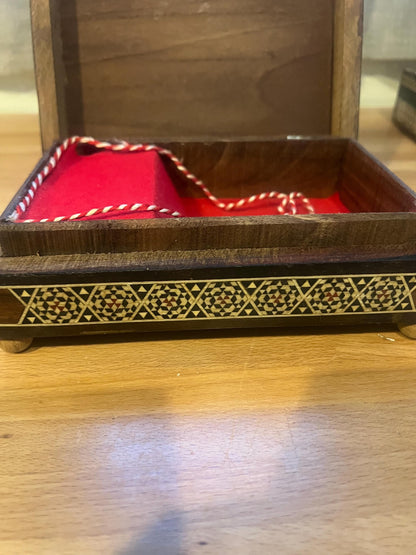 Vintage Syrian Marquetry-Mosaic Inlaid Wooden music Box.