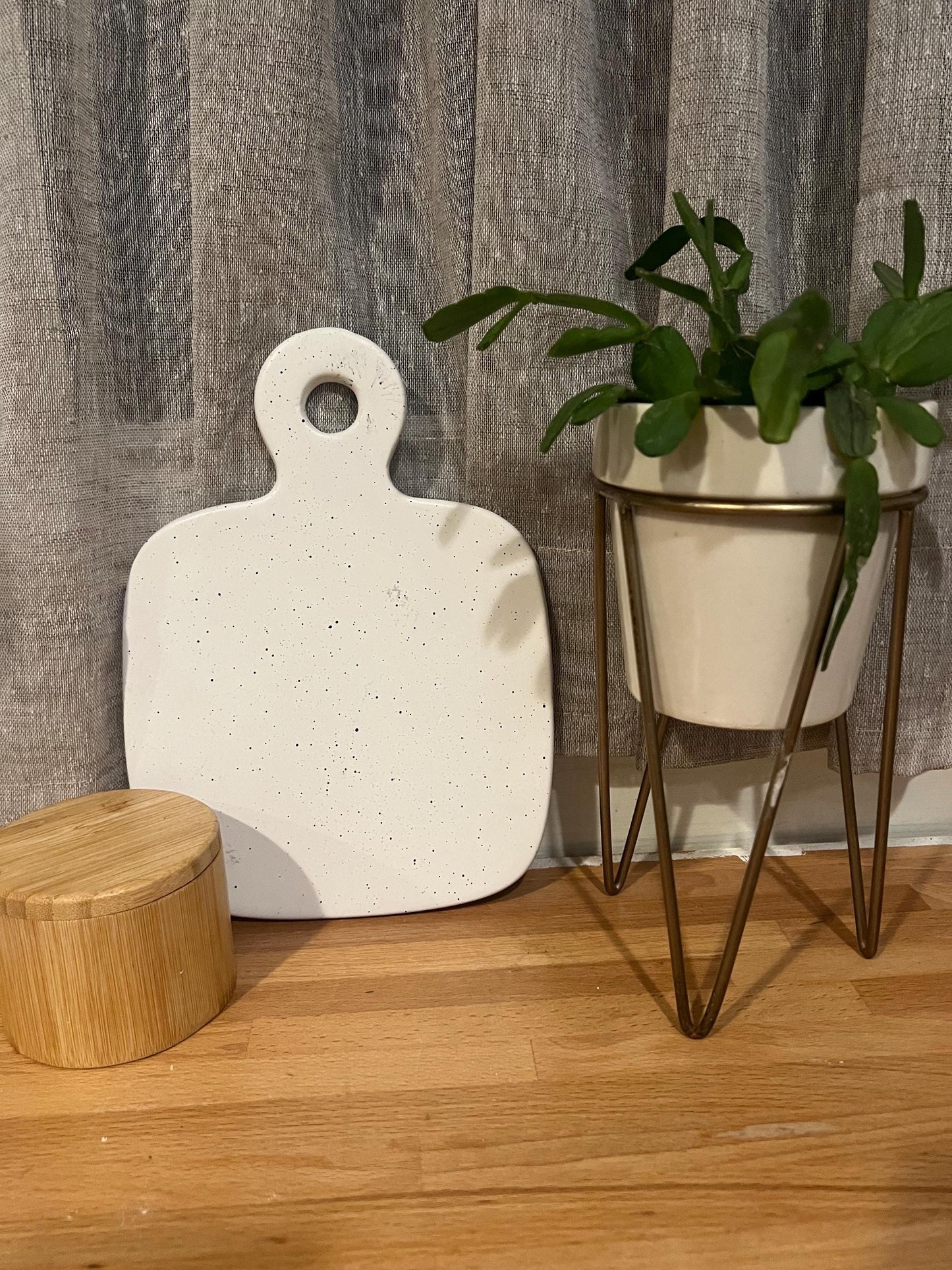 Speckled White Ceramic Serving Board – Modern Minimalist Charcuterie Tray / Kitchen Decor Paddle