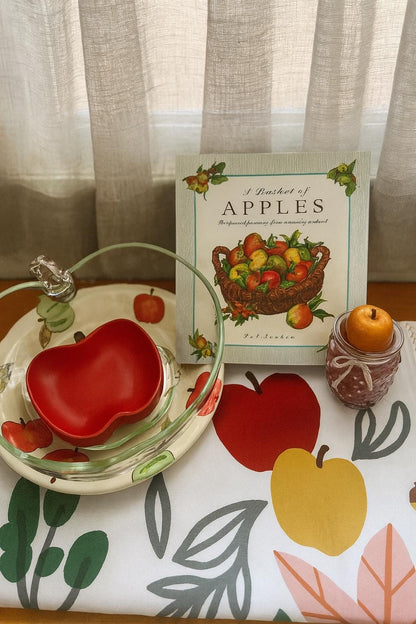 Vintage Apple Orchard Kitchen Gift Set, Cookbook, Plate, Bowl & Basket