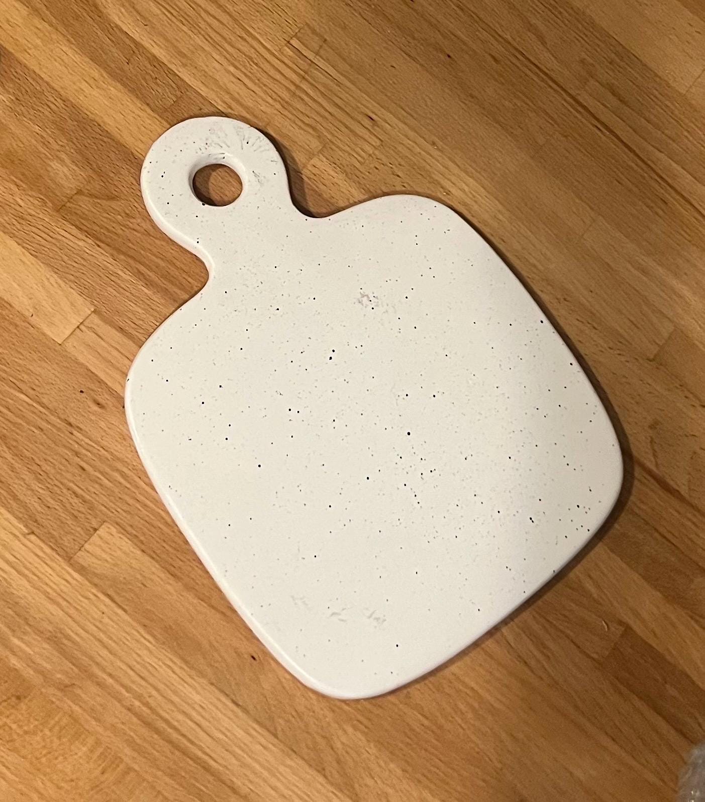 Speckled White Ceramic Serving Board – Modern Minimalist Charcuterie Tray / Kitchen Decor Paddle