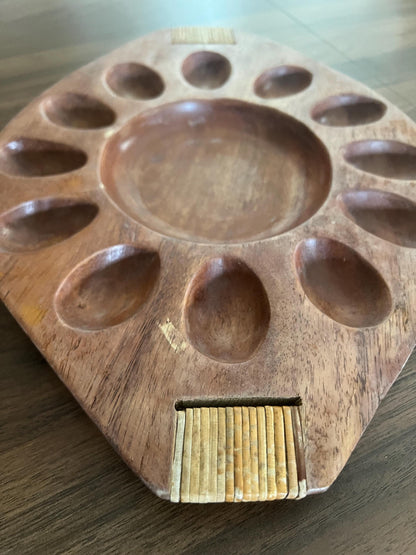 Vintage wooden deviled egg tray