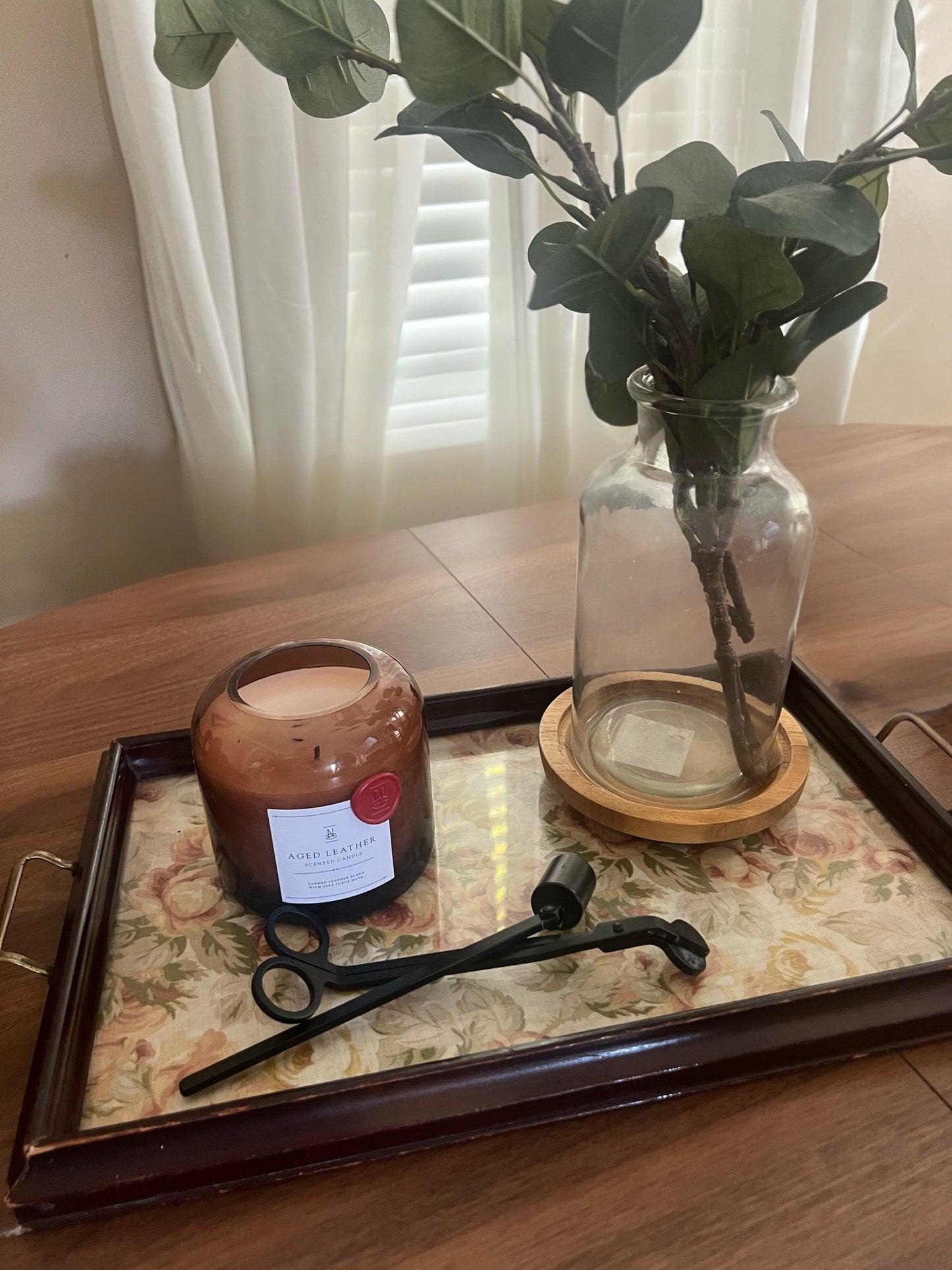 Vintage Floral Glass Tray