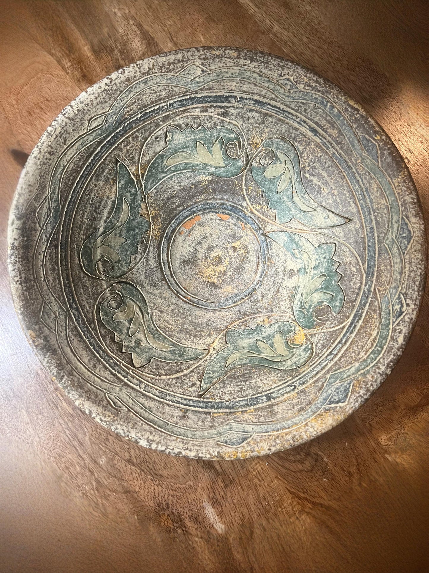 Antiqued Green Gold Leaf, Rustic Display catch all