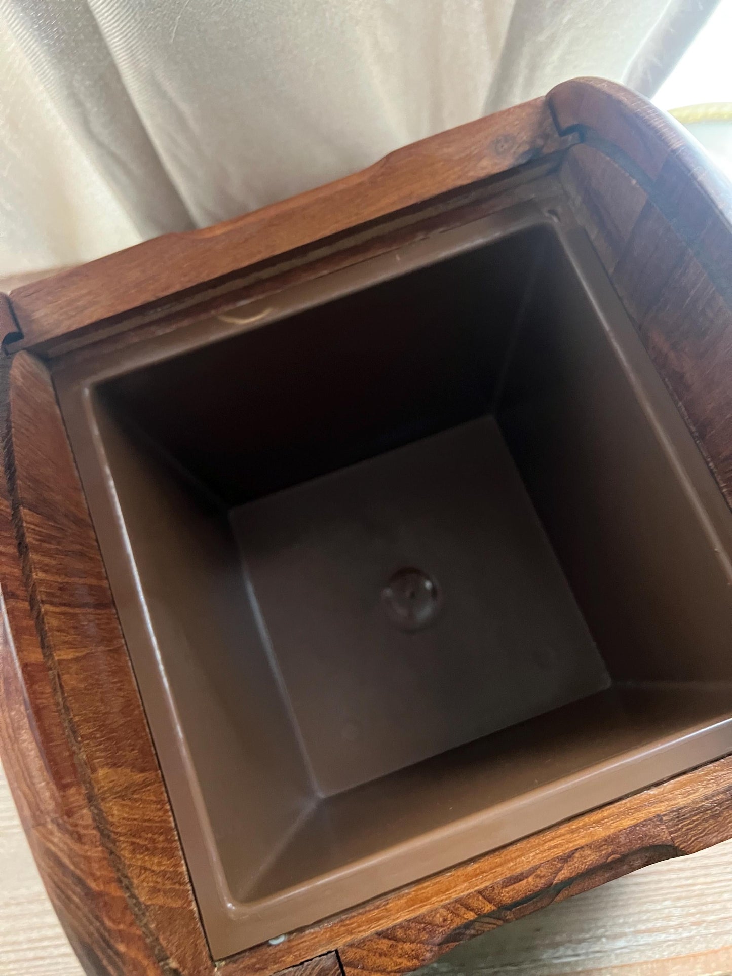 Kalmar Teak Roll Top Ice Bucket with Plastic Liner Mid Century Modern