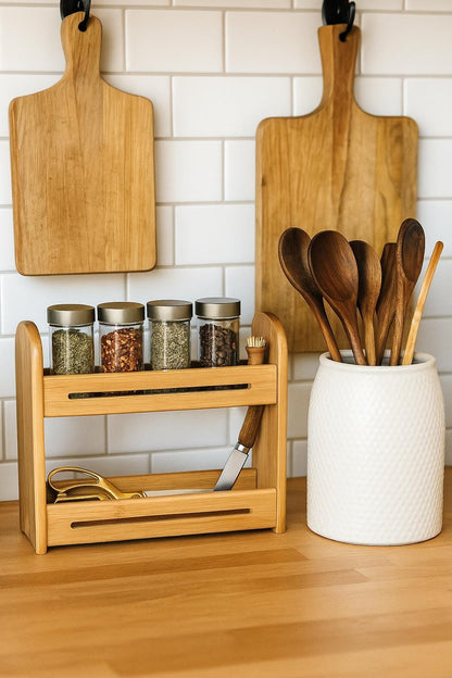 Bamboo Two-Tier Countertop Organizer