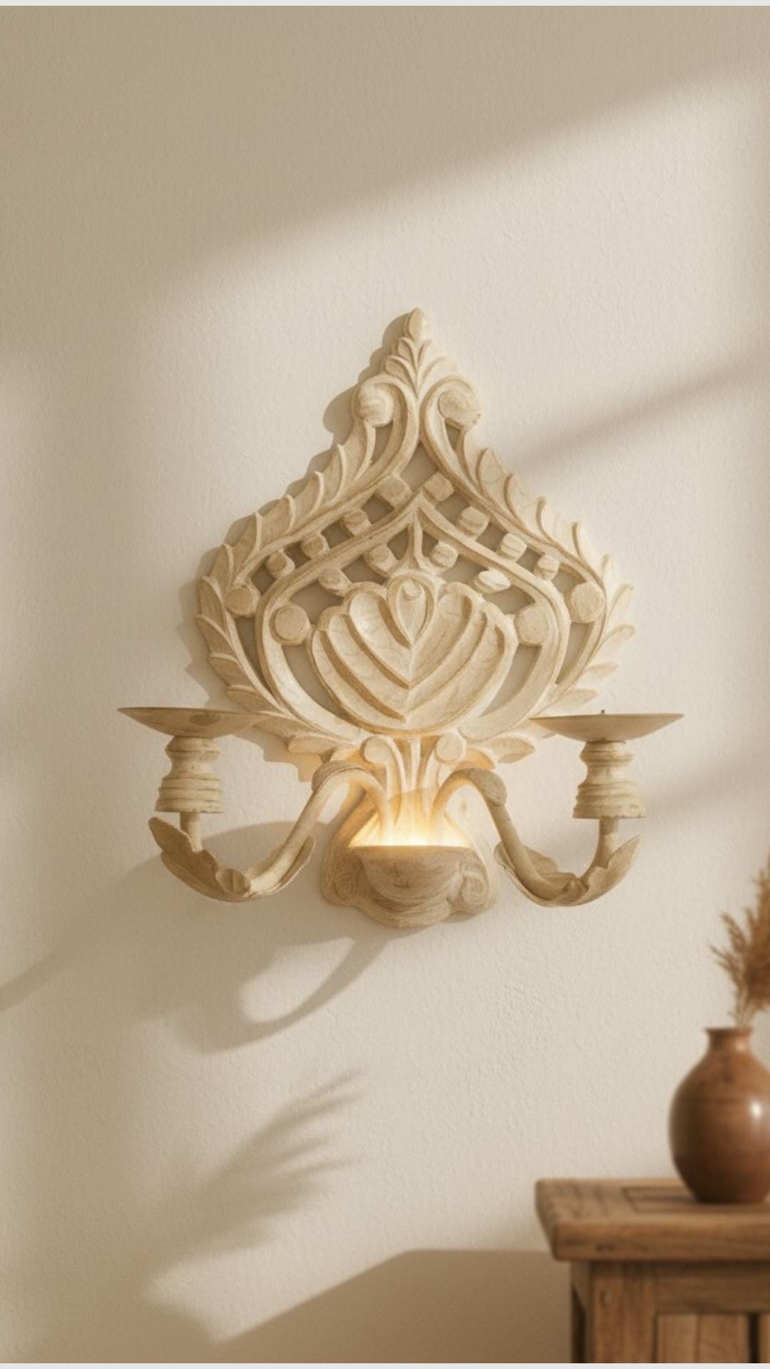 Distressed White Metal Candle Holder wall sconce