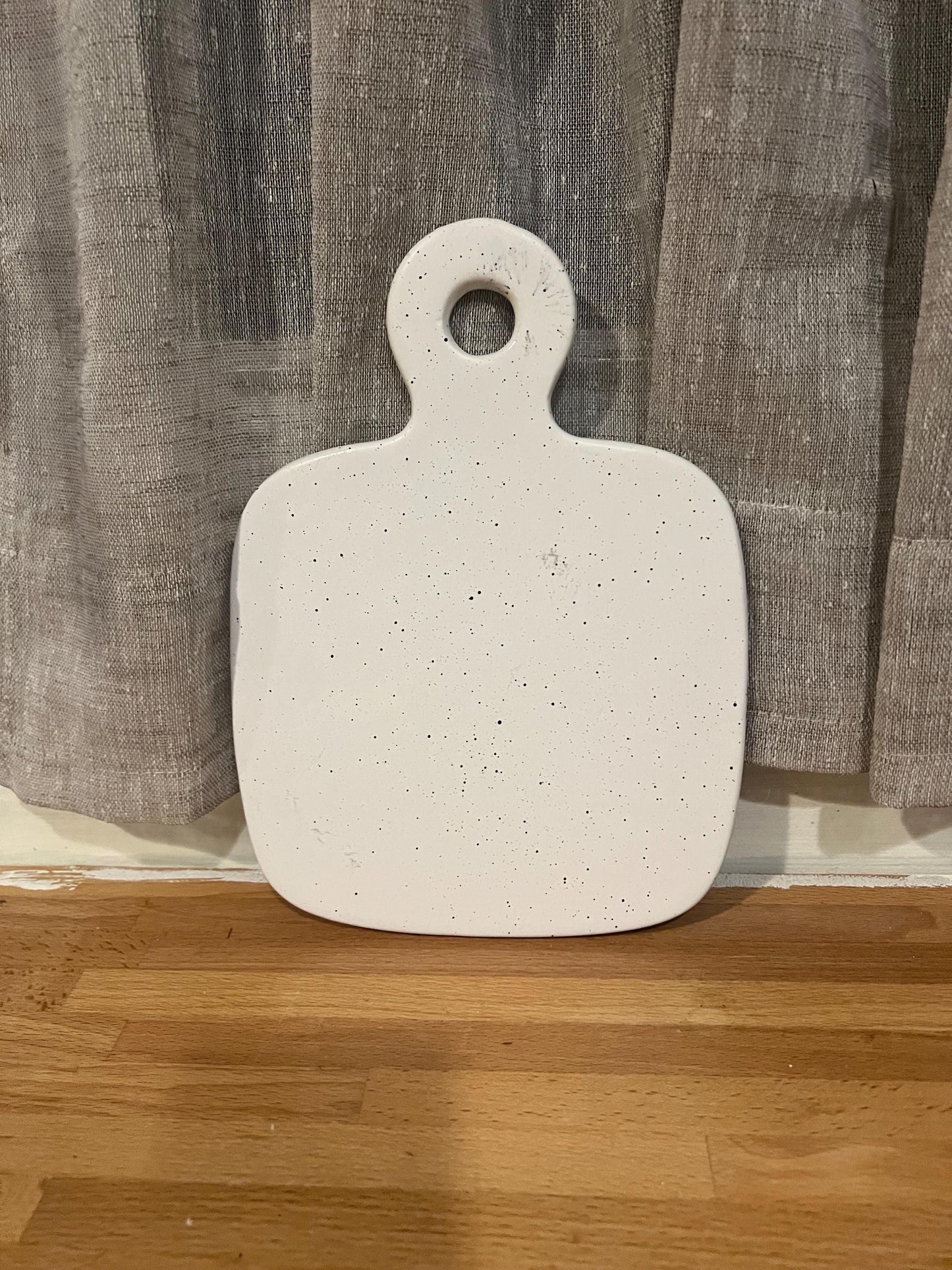 Speckled White Ceramic Serving Board – Modern Minimalist Charcuterie Tray / Kitchen Decor Paddle