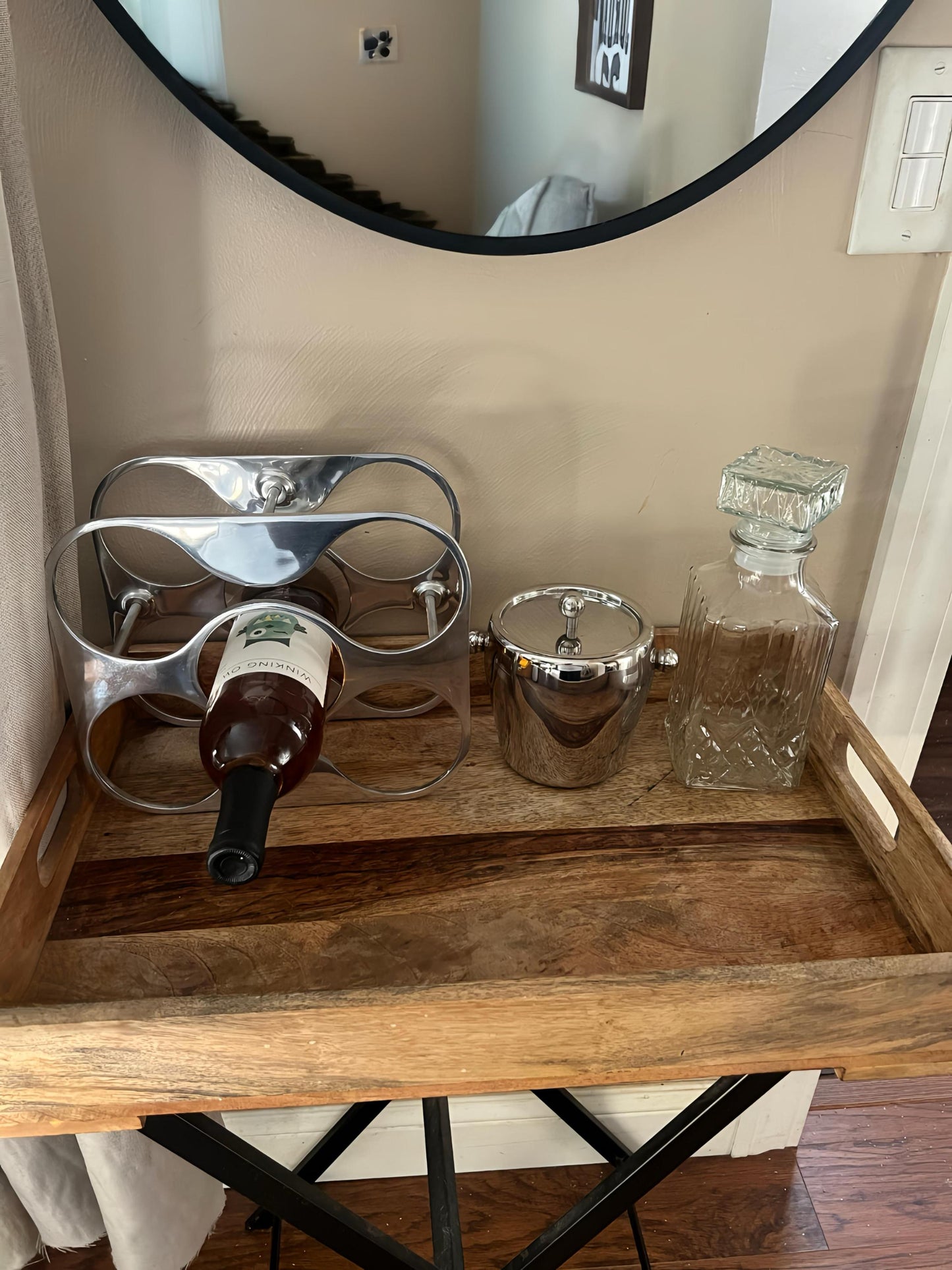 Vintage Glass Whiskey Decanter with Stopper – Cut Glass Liquor Bottle – Mid-Century Barware