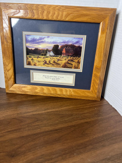 Framed Country Farmhouse Art with Bible Verse
