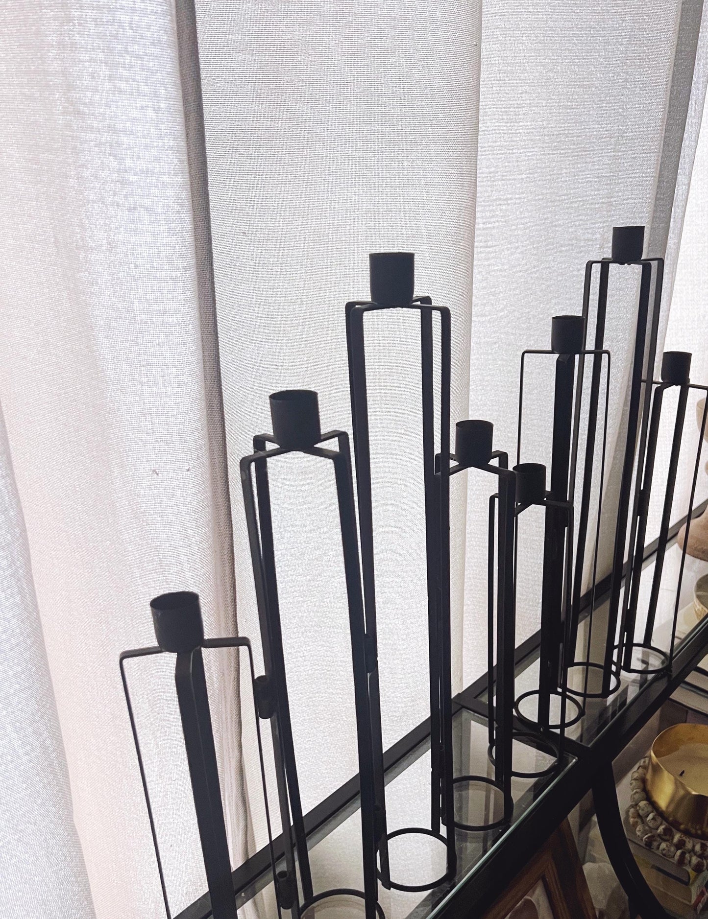Modern Black Metal Candle Holder Set – Geometric Minimalist Taper Candle Holders