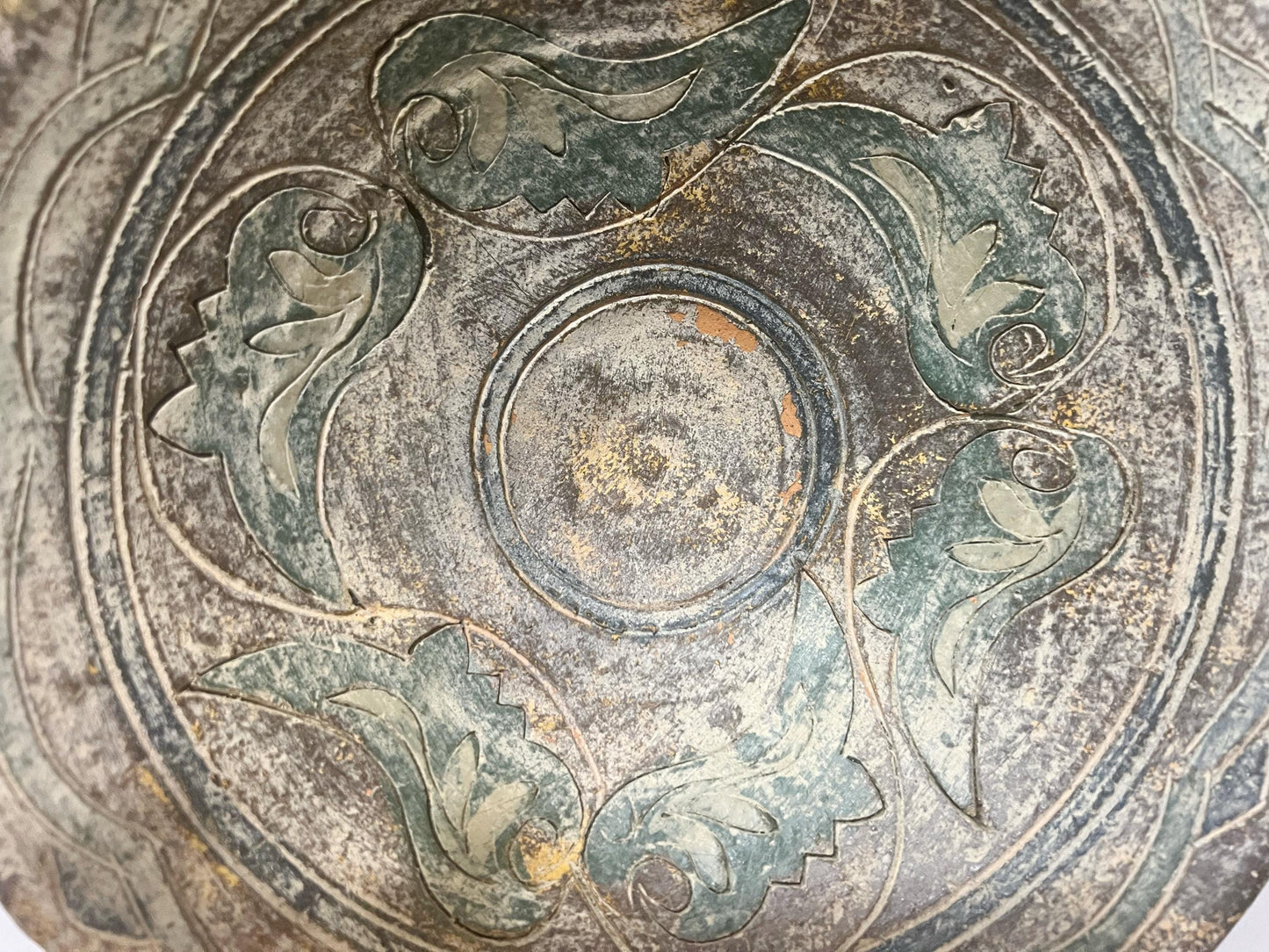 Antiqued Green Gold Leaf, Rustic Display catch all