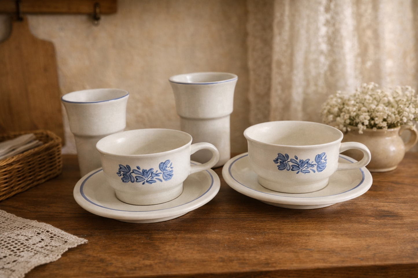 Pfaltzgraff Yorktowne Set of Mugs and Saucers Matching Tumblers