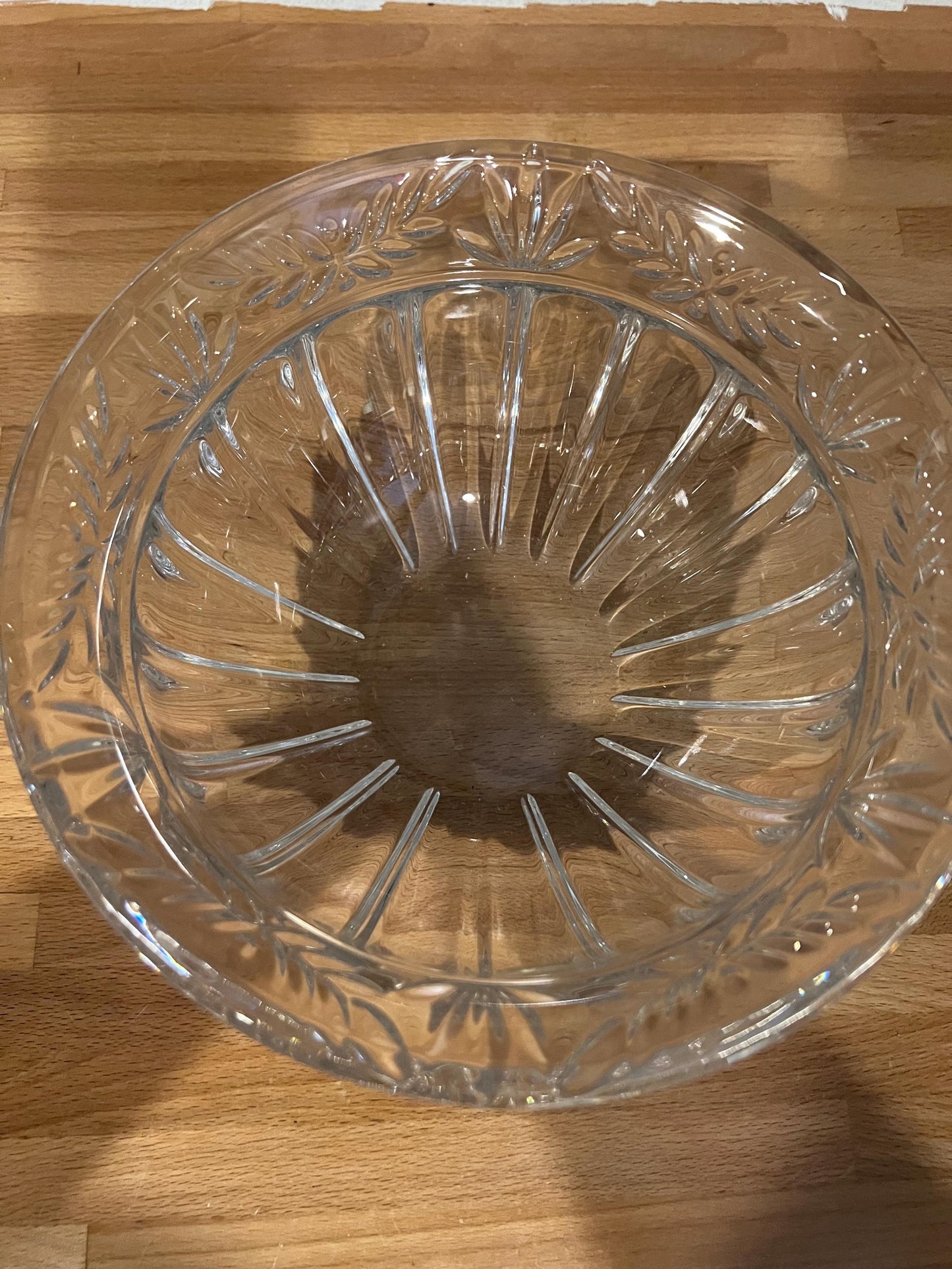 Noritake Crystal Bowl – Made in Germany | Vintage Pressed Cut Glass Centerpiece, Leaf & Ribbed Pattern
