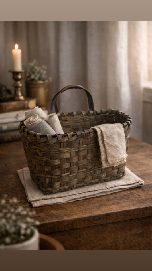 Rustic Woven Wall Basket – Dark Farmhouse Hanging Storage