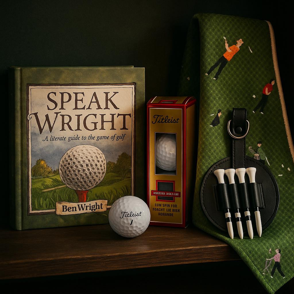 Curated Golfer Gift Set – Golf Book, Towel, Tees, Holder & Ball | Men’s Golf Gift Basket