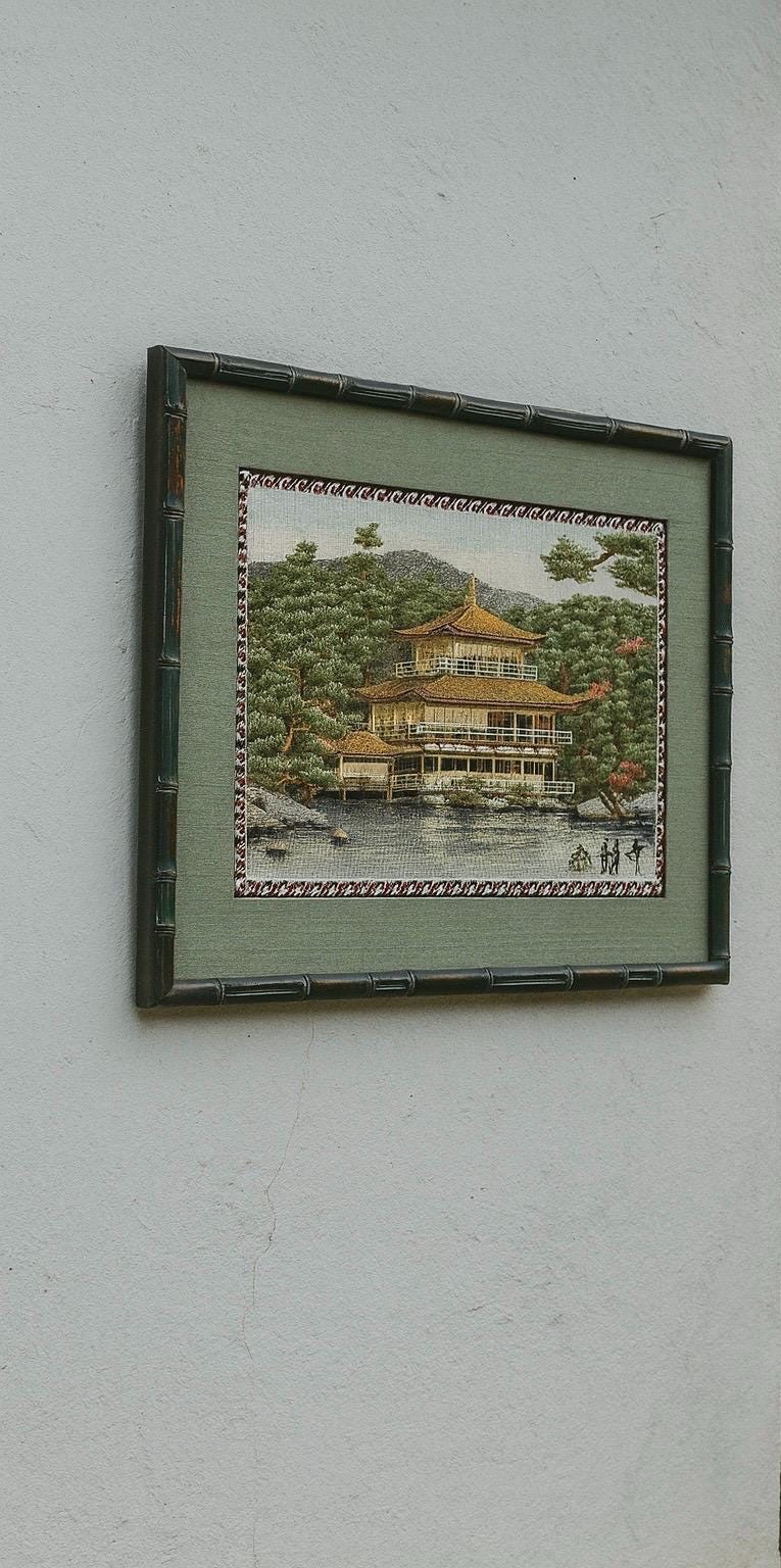 Vintage Japanese Temple Embroidery Art