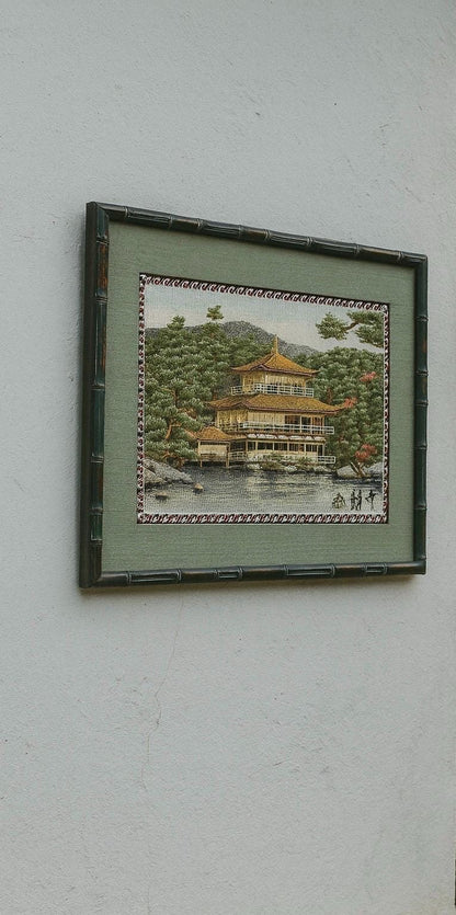 Vintage Japanese Temple Embroidery Art