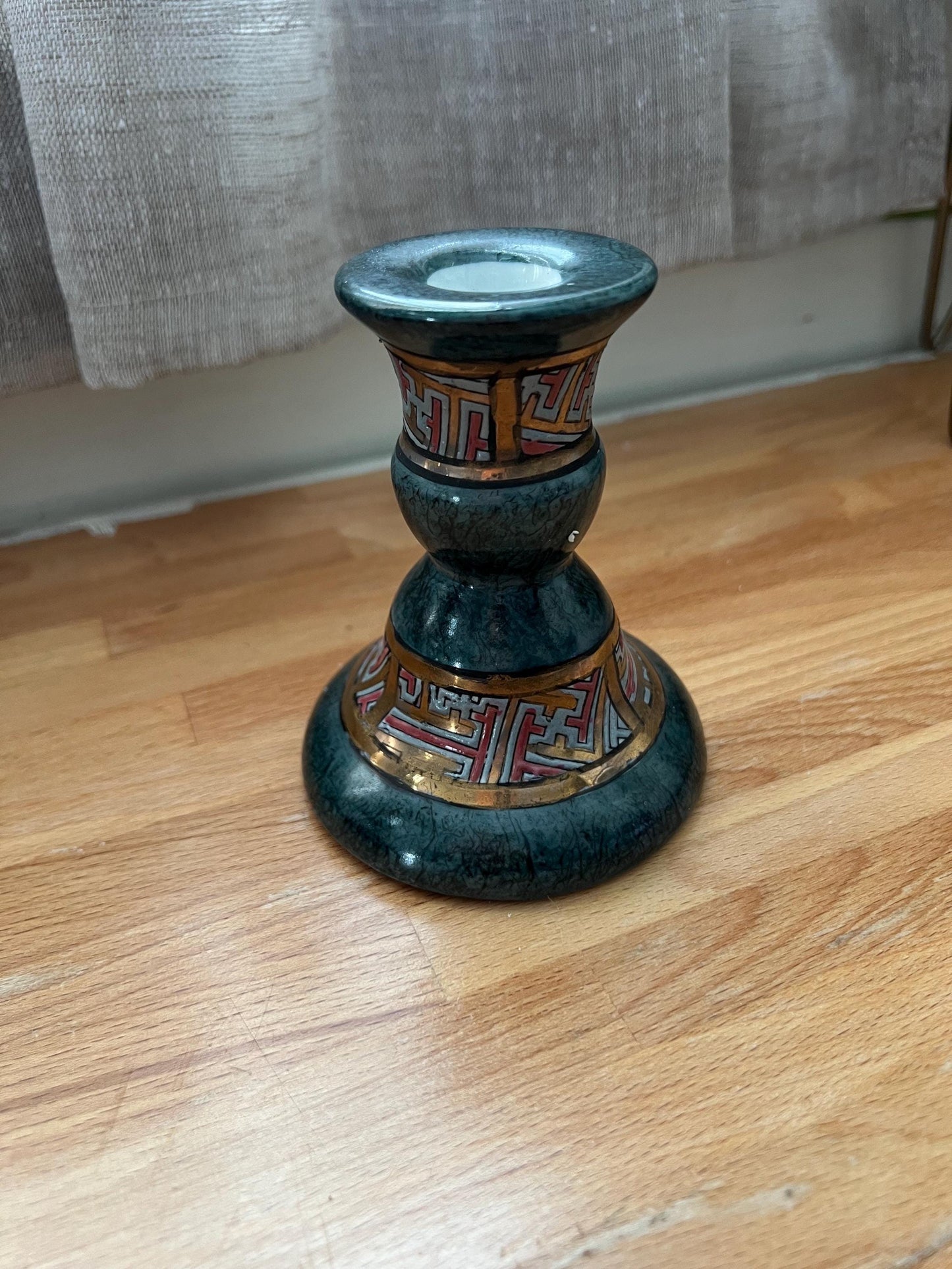 Hand-Painted Middle Eastern Ceramic Candle Holder