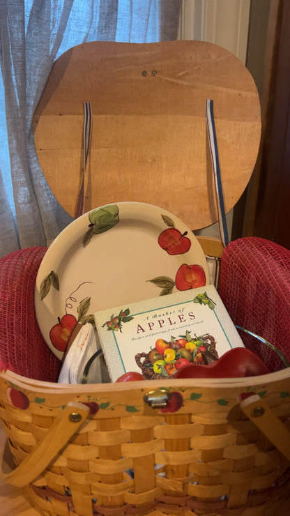Vintage Apple Orchard Kitchen Gift Set, Cookbook, Plate, Bowl & Basket