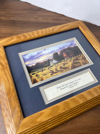 Framed Country Farmhouse Art with Bible Verse