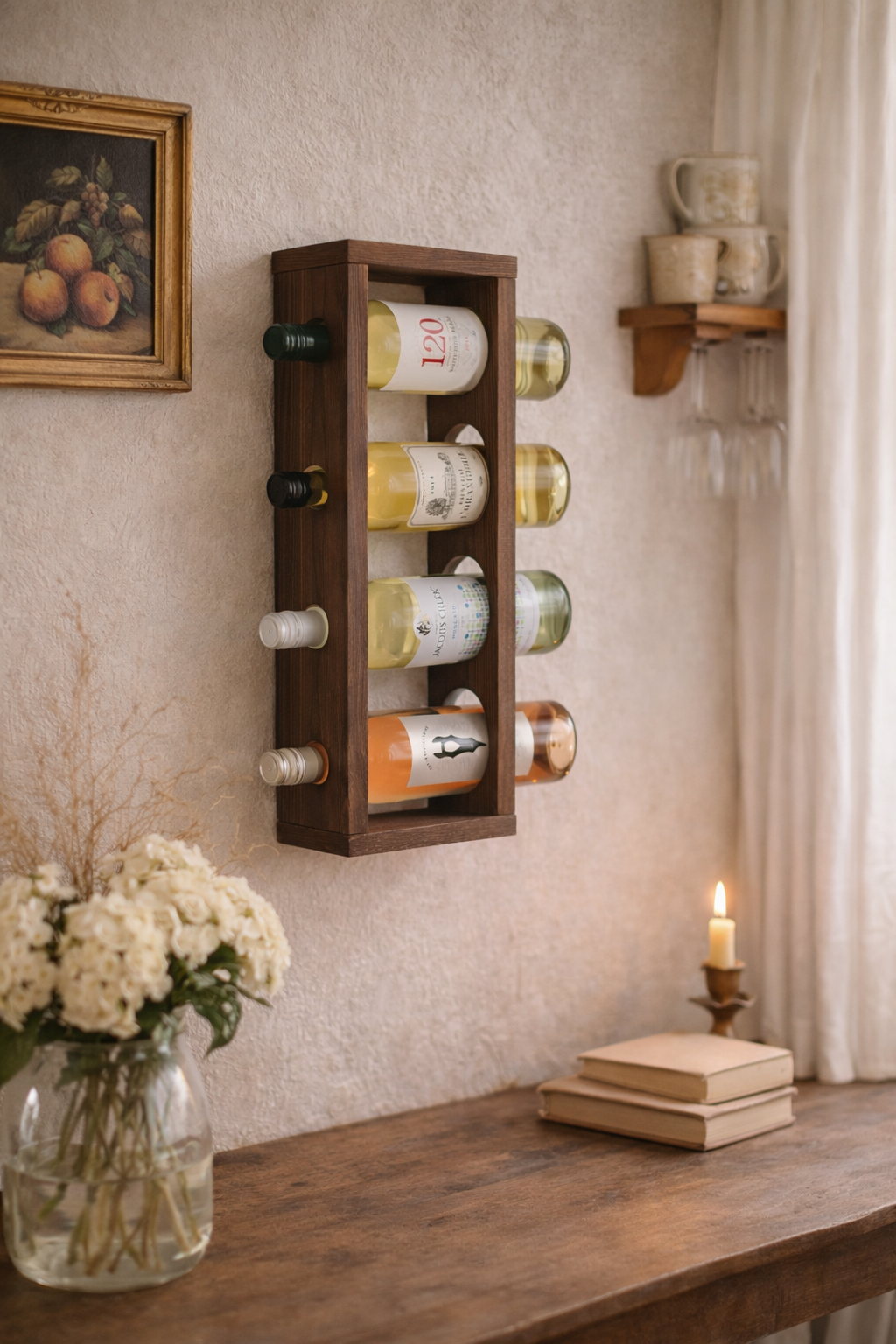 Wooden wine wall rack