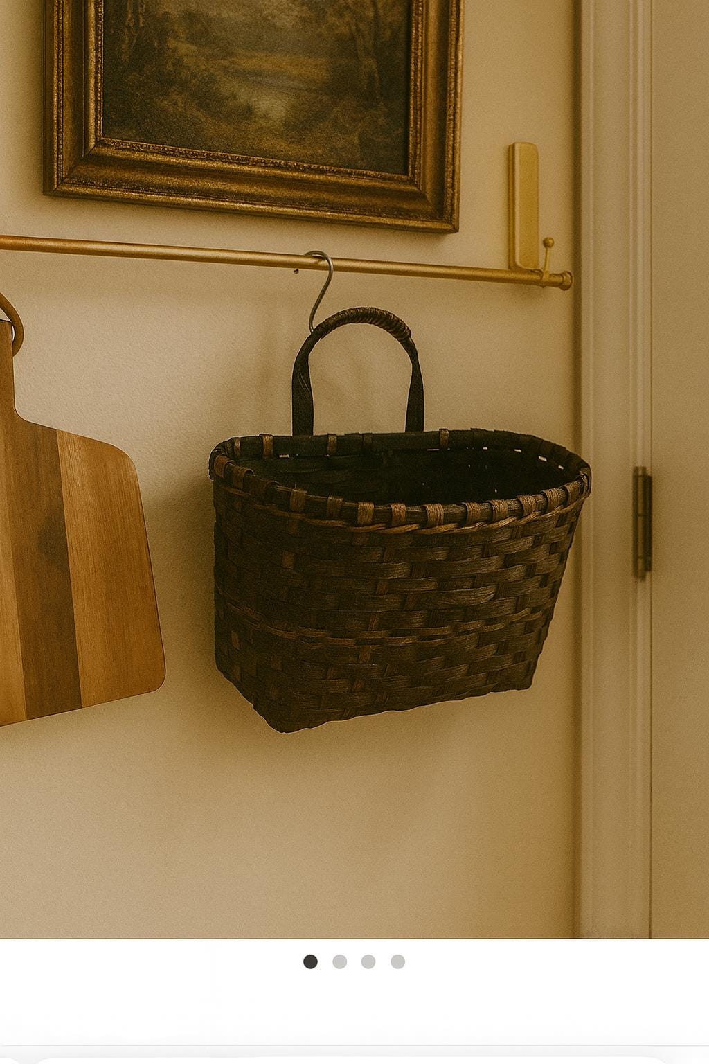 Rustic Woven Wall Basket – Dark Farmhouse Hanging Storage