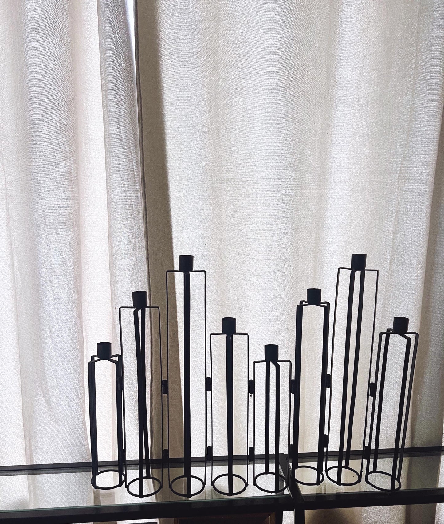 Modern Black Metal Candle Holder Set – Geometric Minimalist Taper Candle Holders