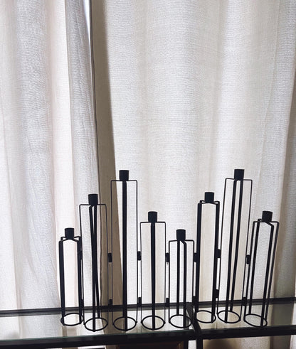 Modern Black Metal Candle Holder Set – Geometric Minimalist Taper Candle Holders