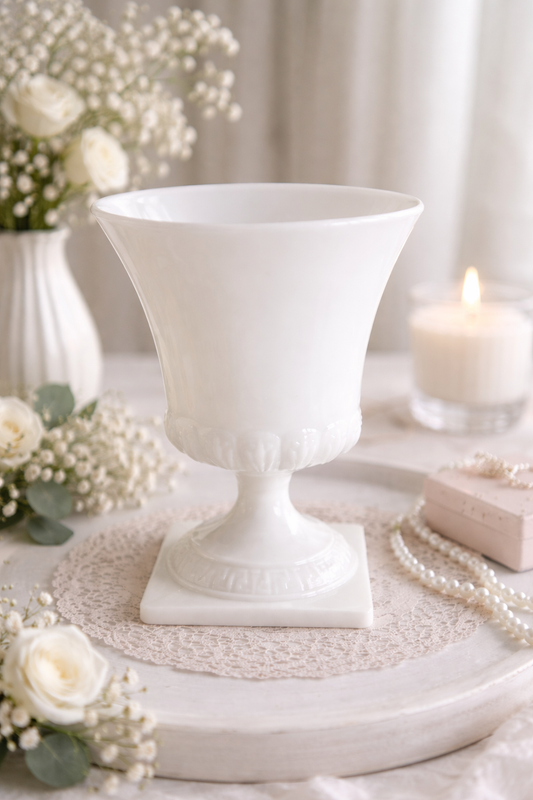 Vintage Fenton Milk Glass Pedestal Urn Compote | Square Base