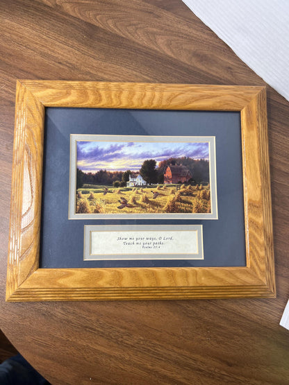 Framed Country Farmhouse Art with Bible Verse